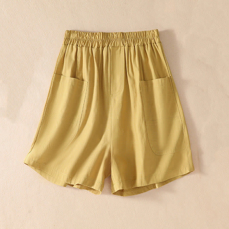 Pantaloncini da donna in poliestere con tasche, casual, estivi, elasticizzati e semplici, con Buddha Stones - Image 27