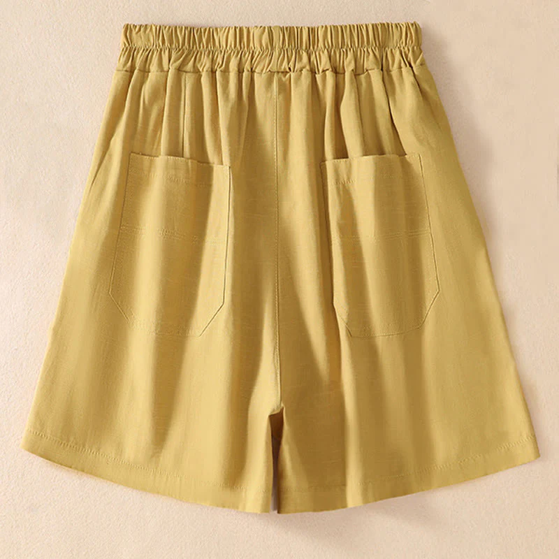 Pantaloncini da donna in poliestere con tasche, casual, estivi, elasticizzati e semplici, con Buddha Stones - Image 30