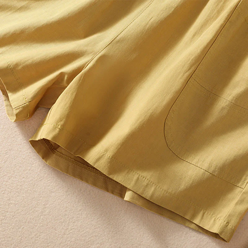 Pantaloncini da donna in poliestere con tasche, casual, estivi, elasticizzati e semplici, con Buddha Stones - Image 31
