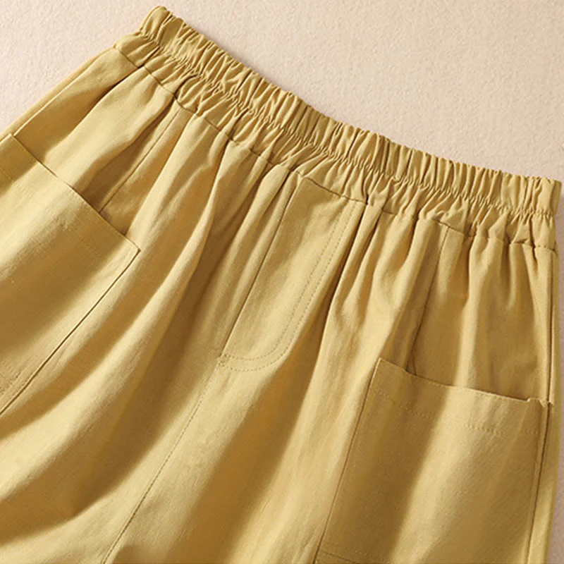 Pantaloncini da donna in poliestere con tasche, casual, estivi, elasticizzati e semplici, con Buddha Stones - Image 33
