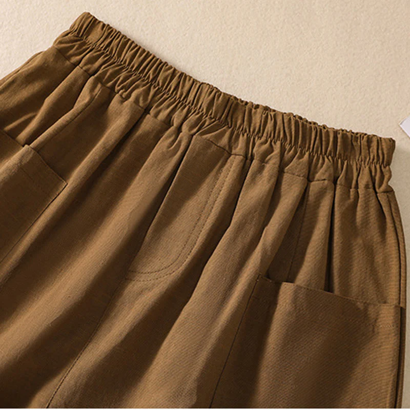 Pantaloncini da donna in poliestere con tasche, casual, estivi, elasticizzati e semplici, con Buddha Stones - Image 6