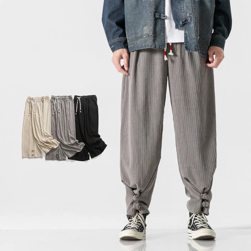 Pantaloni a gamba dritta in cotone con tasche e bottoni, modello Buddha Stones , da uomo, autunno inverno