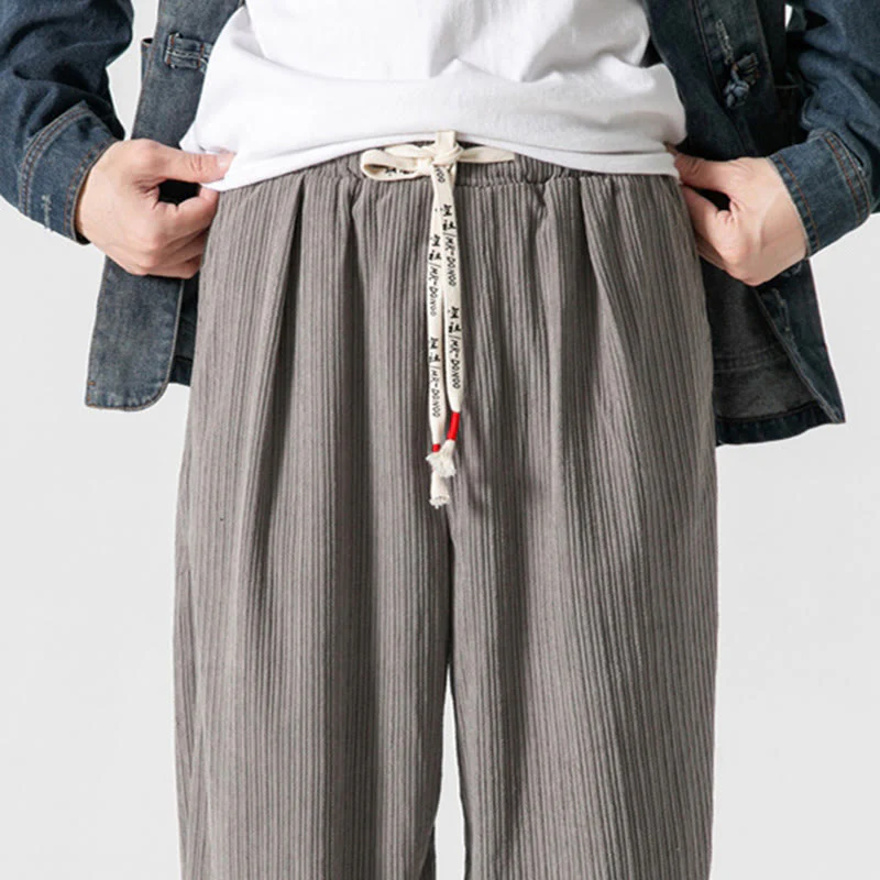Pantaloni a gamba dritta in cotone con tasche e bottoni, modello Buddha Stones , da uomo, autunno inverno - Image 11