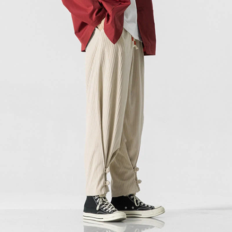 Pantaloni a gamba dritta in cotone con tasche e bottoni, modello Buddha Stones , da uomo, autunno inverno - Image 19