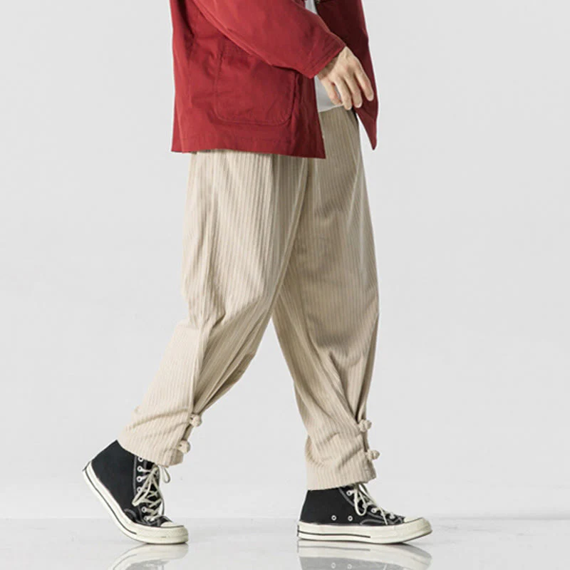 Pantaloni a gamba dritta in cotone con tasche e bottoni, modello Buddha Stones , da uomo, autunno inverno - Image 21