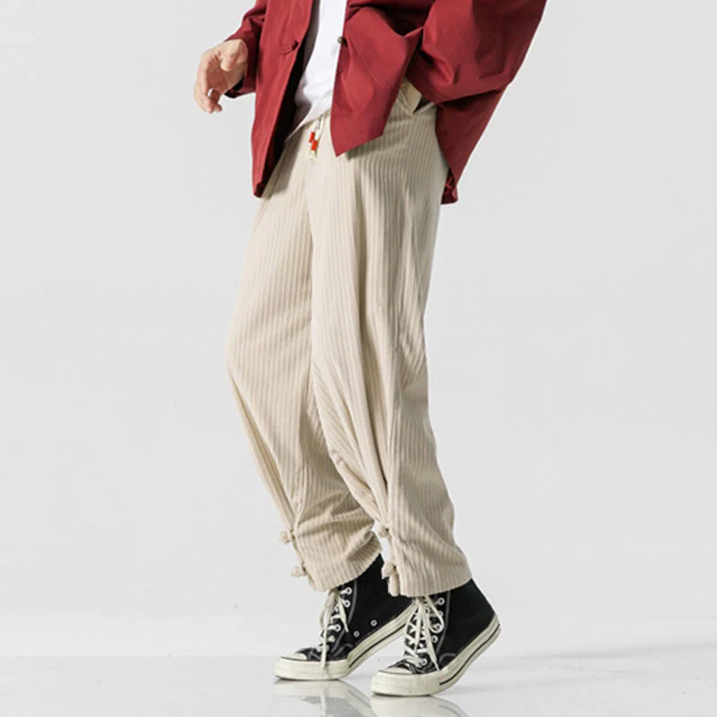 Pantaloni a gamba dritta in cotone con tasche e bottoni, modello Buddha Stones , da uomo, autunno inverno - Image 22
