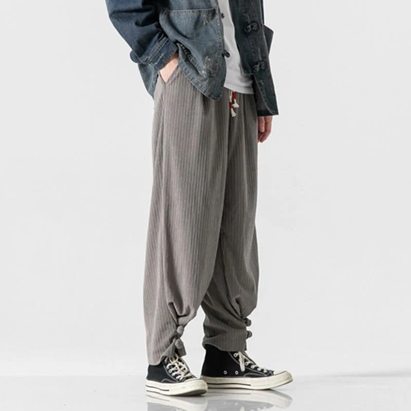 Pantaloni a gamba dritta in cotone con tasche e bottoni, modello Buddha Stones , da uomo, autunno inverno - Image 4