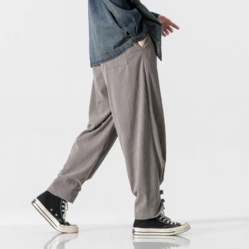 Pantaloni a gamba dritta in cotone con tasche e bottoni, modello Buddha Stones , da uomo, autunno inverno - Image 7