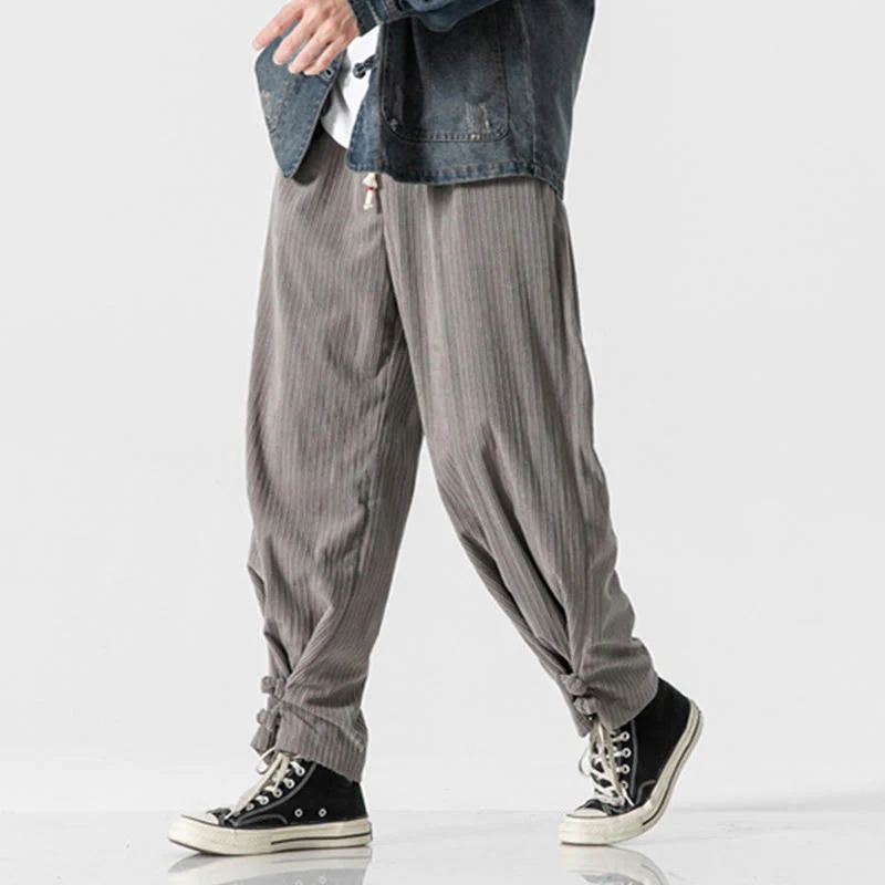 Pantaloni a gamba dritta in cotone con tasche e bottoni, modello Buddha Stones , da uomo, autunno inverno - Image 8