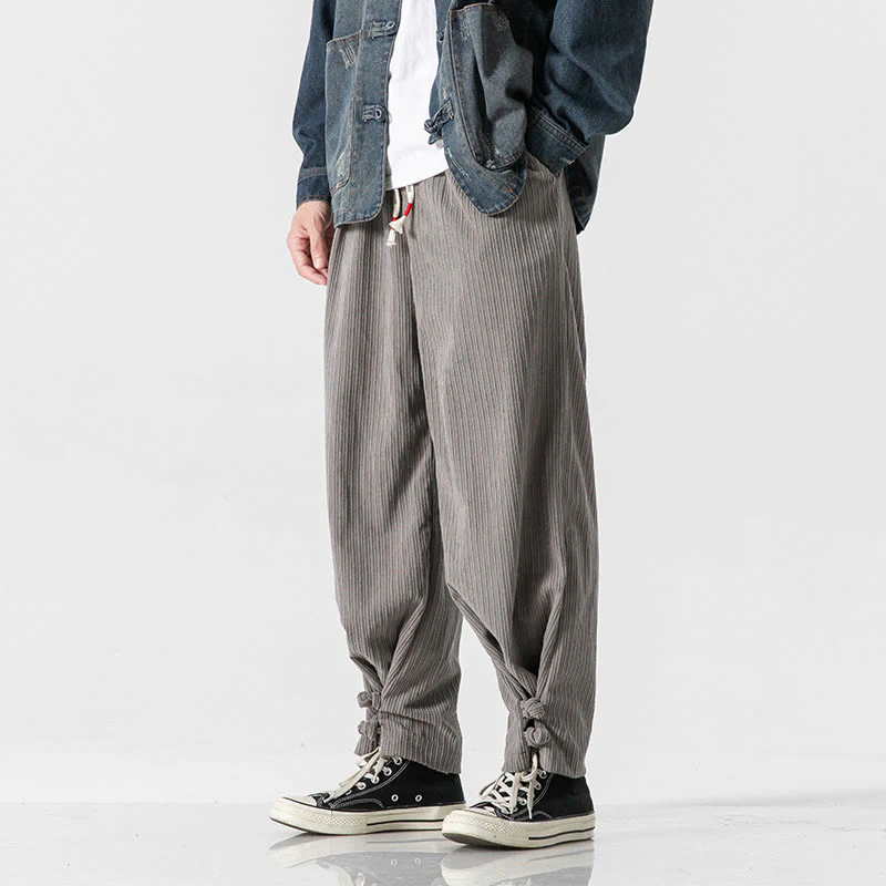 Pantaloni a gamba dritta in cotone con tasche e bottoni, modello Buddha Stones , da uomo, autunno inverno - Image 9