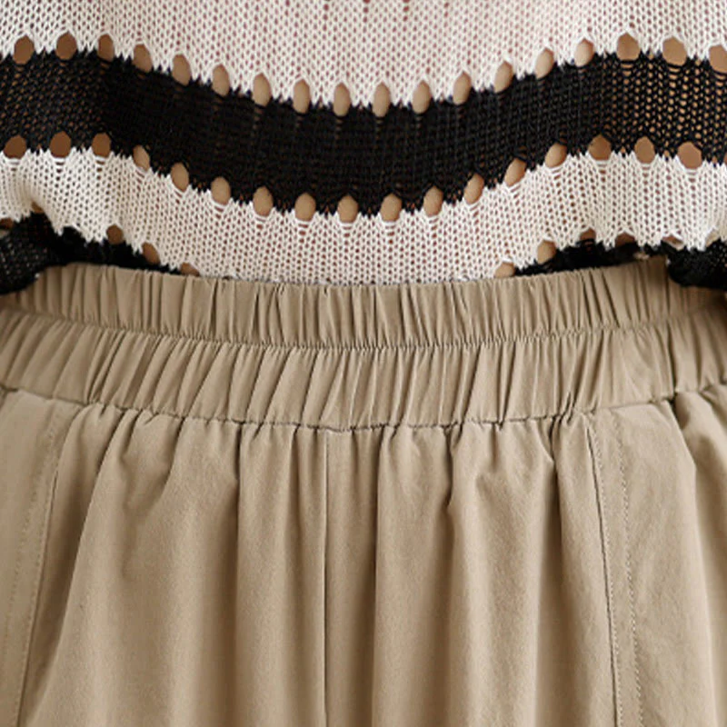 Pantaloni a gamba larga da donna in cotone con tasche e design a pieghe irregolari, modello Buddha Stones Summer - Image 6