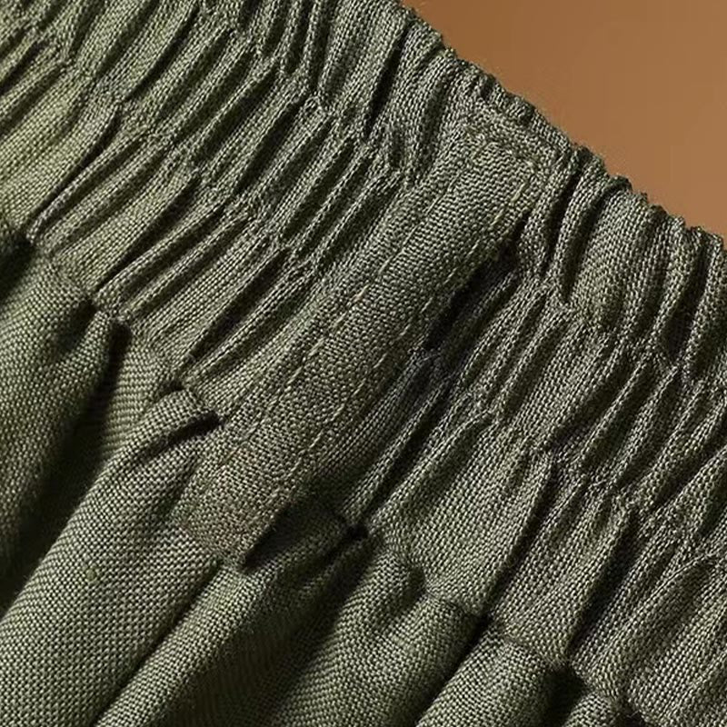 Pantaloni a gamba larga da donna in cotone e lino, lunghezza 7-8, casual, estivi, colore puro, Buddha Stones - Image 4