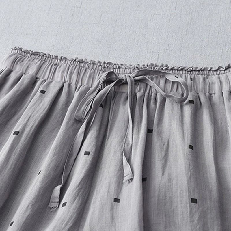 Pantaloni a gamba larga da donna in lino e cotone con tasche, modello Buddha Stones, casual, estivi, a pois - Image 4