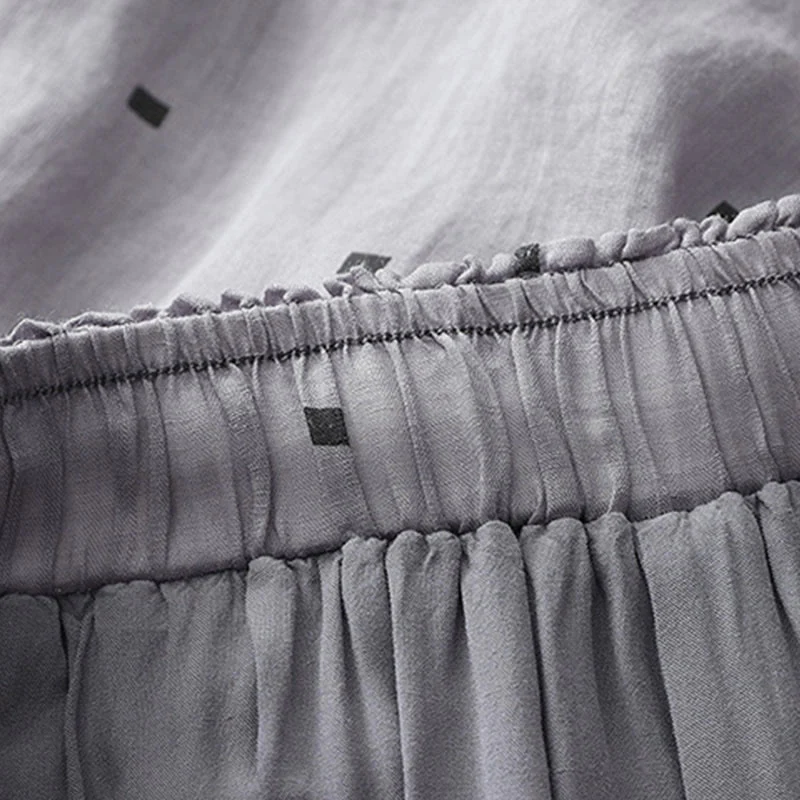 Pantaloni a gamba larga da donna in lino e cotone con tasche, modello Buddha Stones, casual, estivi, a pois - Image 6