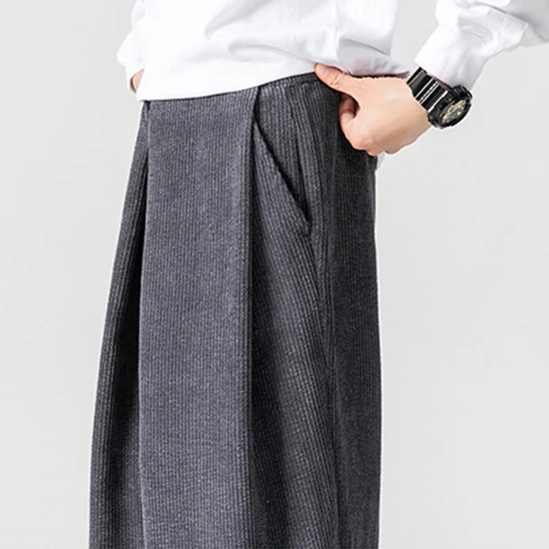 Pantaloni a gamba larga da uomo in velluto a coste di cotone tinta unita Buddha Stones con tasche - Image 12