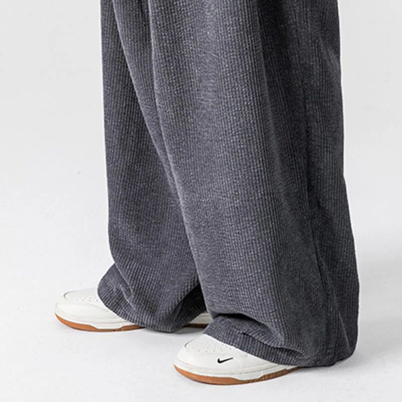 Pantaloni a gamba larga da uomo in velluto a coste di cotone tinta unita Buddha Stones con tasche - Image 13
