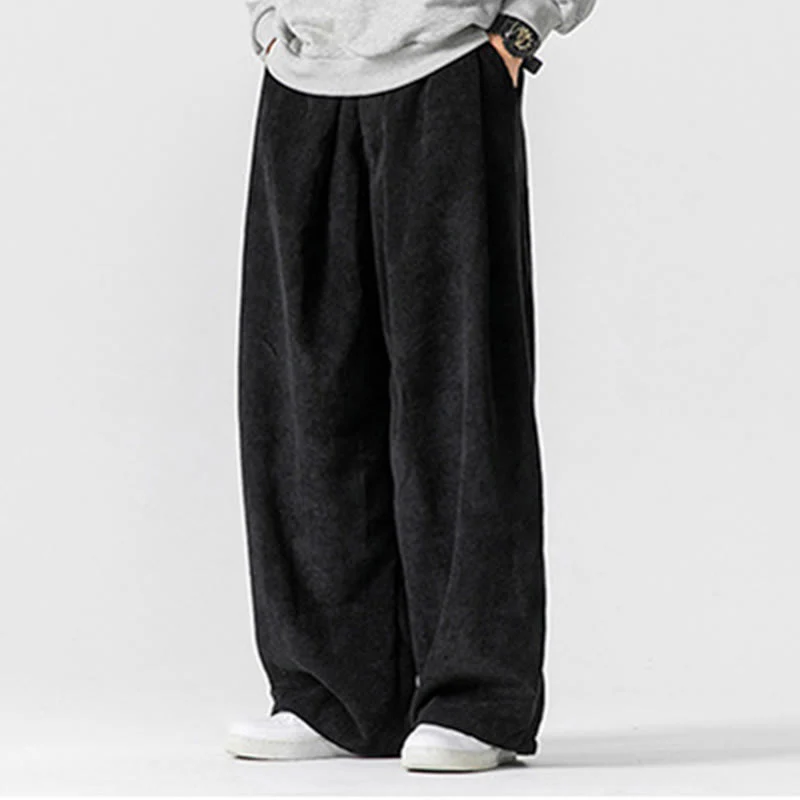 Pantaloni a gamba larga da uomo in velluto a coste di cotone tinta unita Buddha Stones con tasche - Image 25