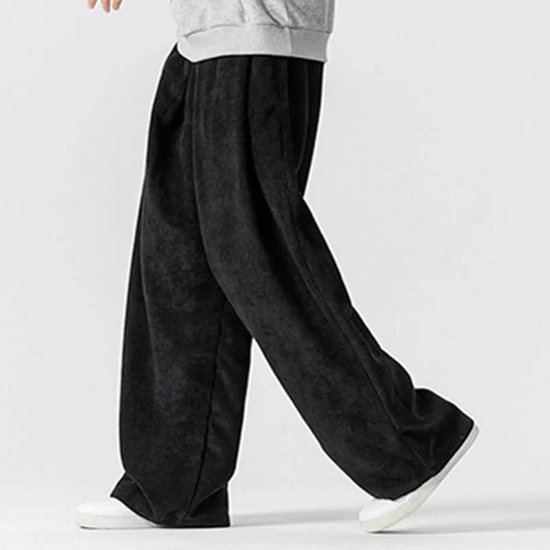 Pantaloni a gamba larga da uomo in velluto a coste di cotone tinta unita Buddha Stones con tasche - Image 27