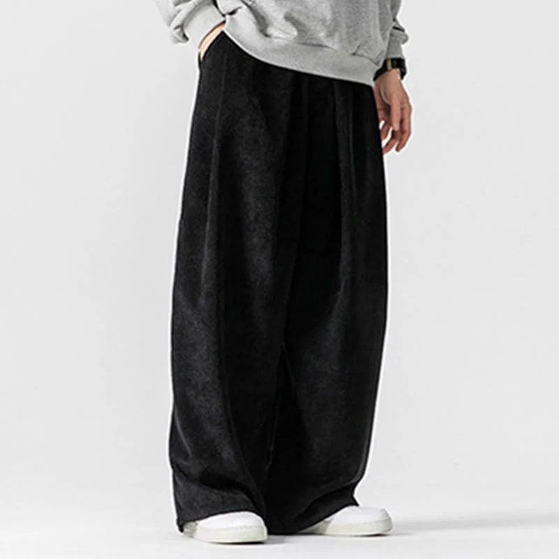Pantaloni a gamba larga da uomo in velluto a coste di cotone tinta unita Buddha Stones con tasche - Image 29