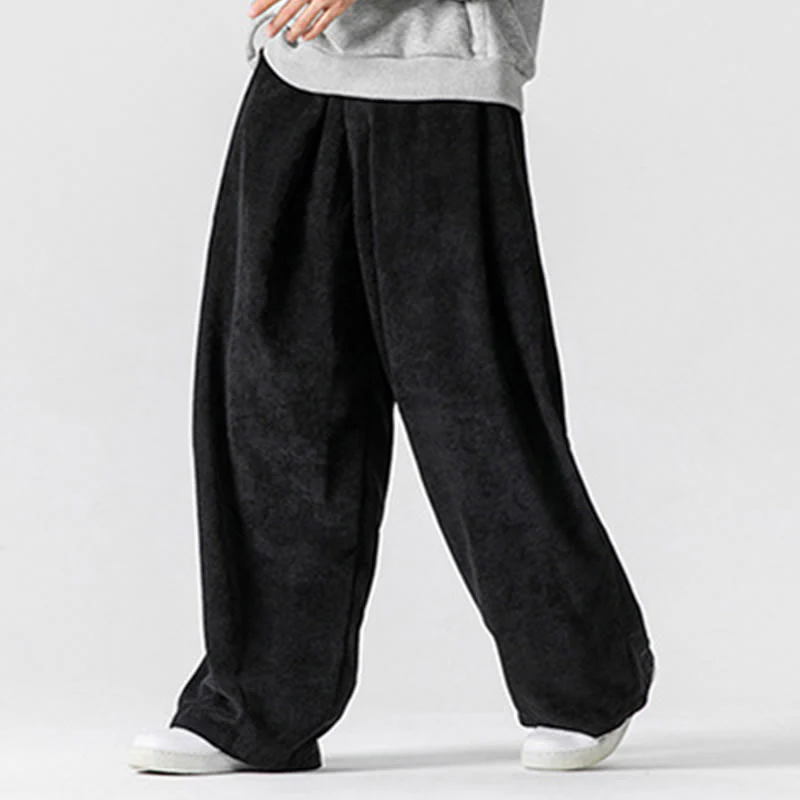 Pantaloni a gamba larga da uomo in velluto a coste di cotone tinta unita Buddha Stones con tasche - Image 30