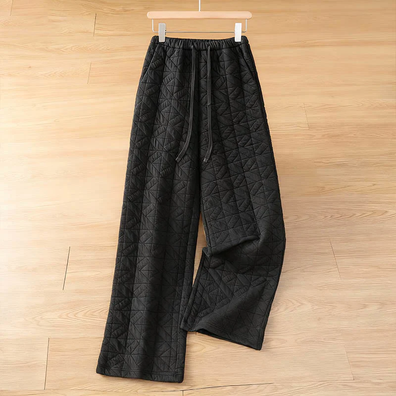 Pantaloni a gamba larga termici con coulisse e tasche, tinta unita, da donna , Buddha Stones - Image 10