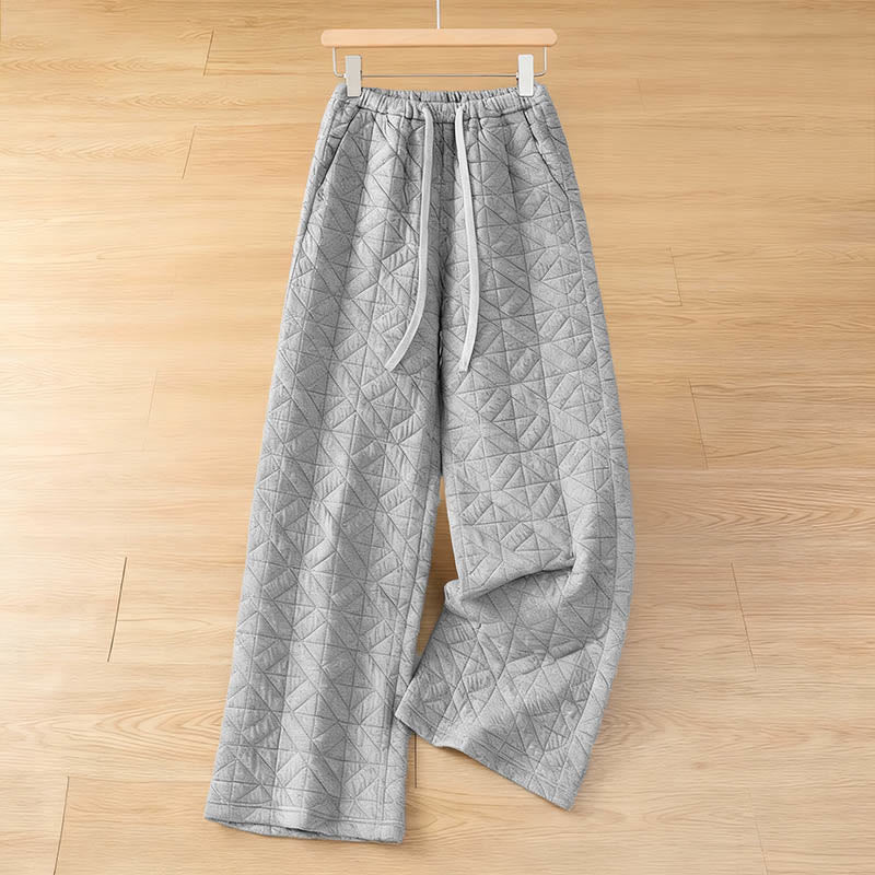 Pantaloni a gamba larga termici con coulisse e tasche, tinta unita, da donna , Buddha Stones - Image 11