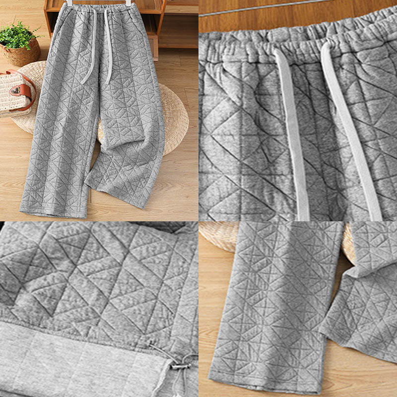 Pantaloni a gamba larga termici con coulisse e tasche, tinta unita, da donna , Buddha Stones - Image 14