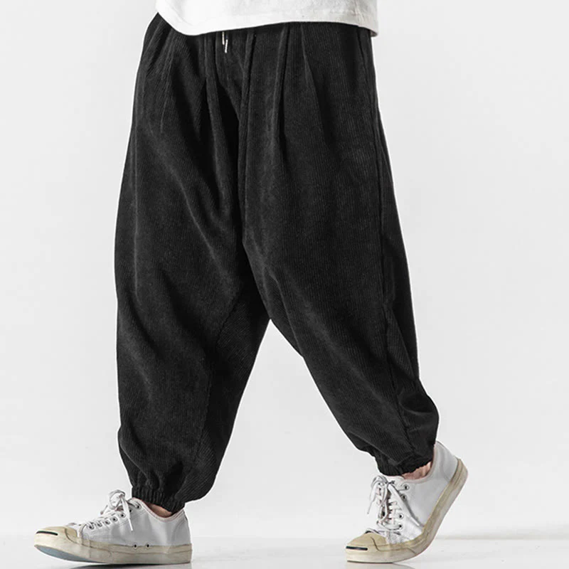 Pantaloni alla caviglia in velluto a coste con coulisse e tasche, casual e colorati, da uomo, modello Buddha Stones - Image 11