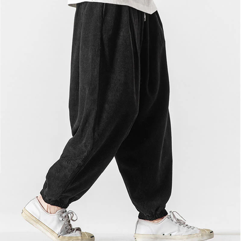 Pantaloni alla caviglia in velluto a coste con coulisse e tasche, casual e colorati, da uomo, modello Buddha Stones - Image 13