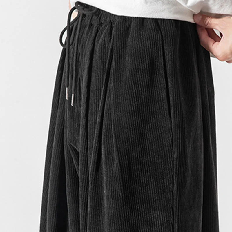 Pantaloni alla caviglia in velluto a coste con coulisse e tasche, casual e colorati, da uomo, modello Buddha Stones - Image 17