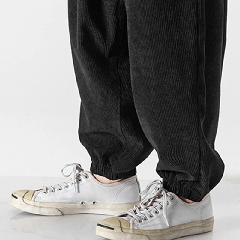Pantaloni alla caviglia in velluto a coste con coulisse e tasche, casual e colorati, da uomo, modello Buddha Stones - Image 18