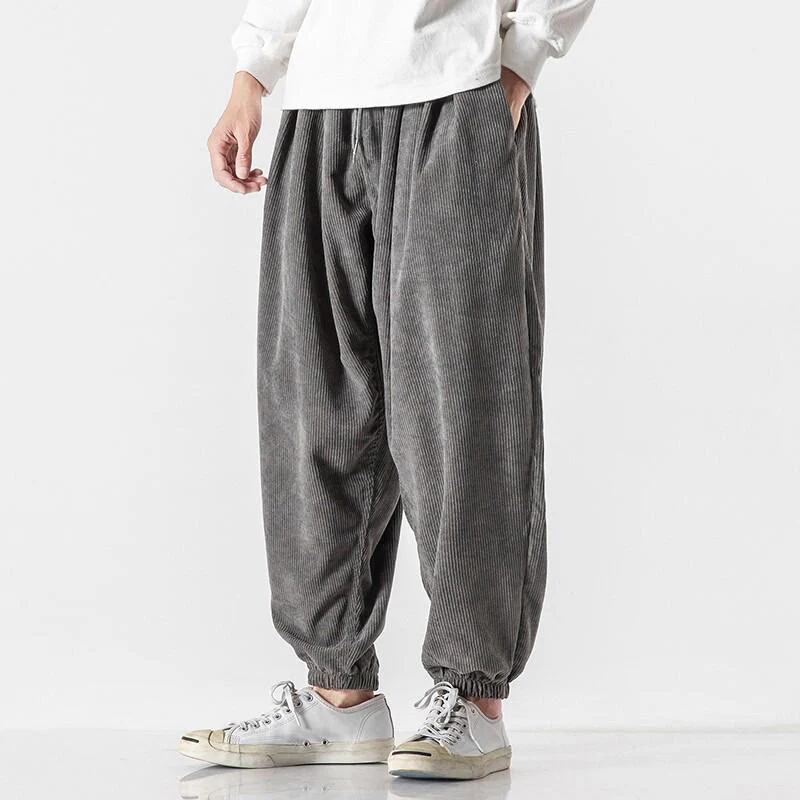 Pantaloni alla caviglia in velluto a coste con coulisse e tasche, casual e colorati, da uomo, modello Buddha Stones - Image 2