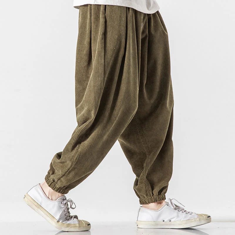 Pantaloni alla caviglia in velluto a coste con coulisse e tasche, casual e colorati, da uomo, modello Buddha Stones - Image 25