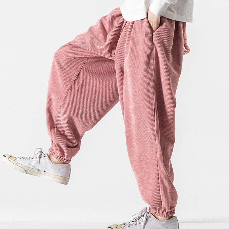 Pantaloni alla caviglia in velluto a coste con coulisse e tasche, casual e colorati, da uomo, modello Buddha Stones - Image 32