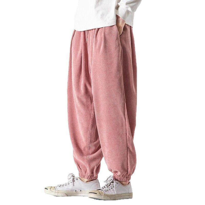Pantaloni alla caviglia in velluto a coste con coulisse e tasche, casual e colorati, da uomo, modello Buddha Stones - Image 33