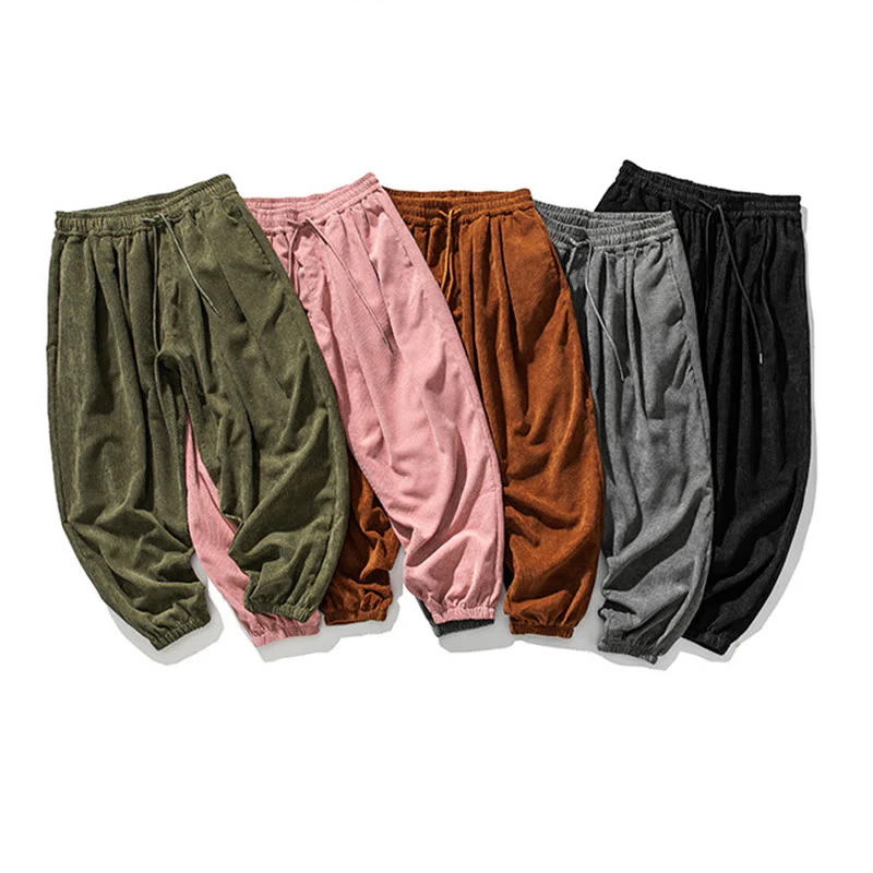 Pantaloni alla caviglia in velluto a coste con coulisse e tasche, casual e colorati, da uomo, modello Buddha Stones - Image 34