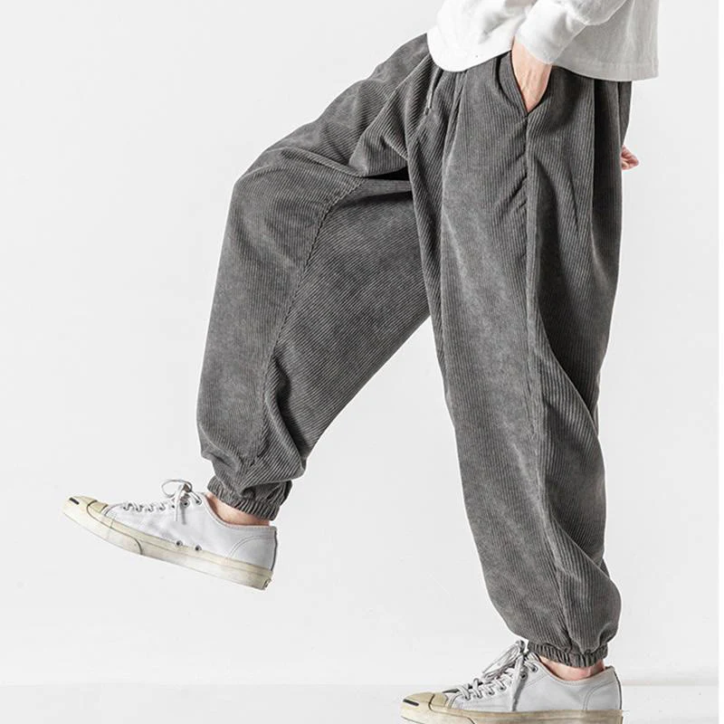 Pantaloni alla caviglia in velluto a coste con coulisse e tasche, casual e colorati, da uomo, modello Buddha Stones - Image 8