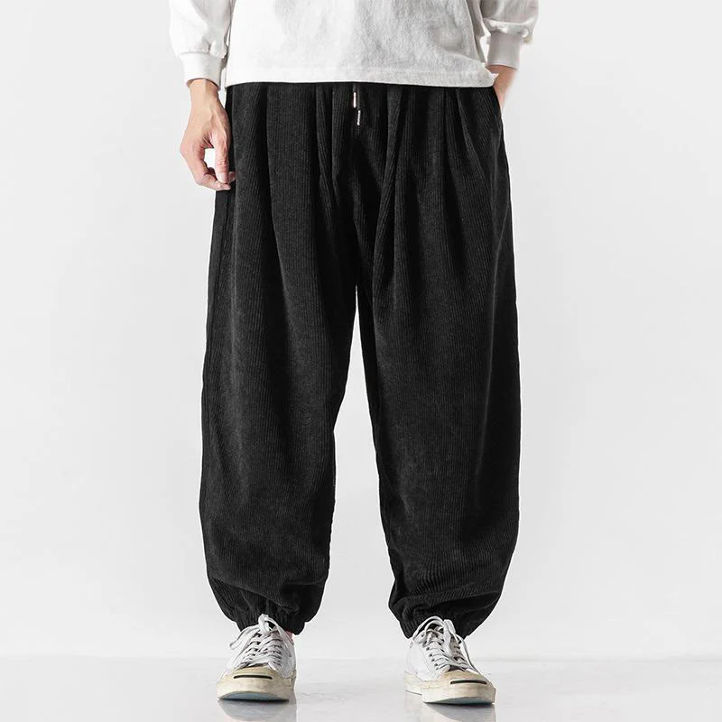 Pantaloni alla caviglia in velluto a coste con coulisse e tasche, casual e colorati, da uomo, modello Buddha Stones - Image 9