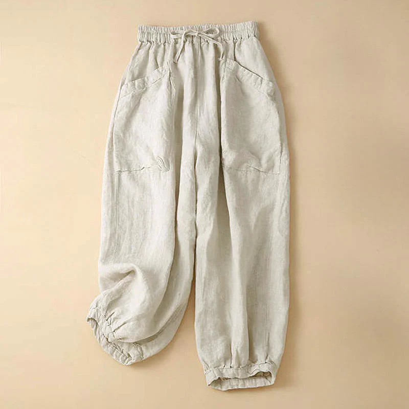Pantaloni Capri Harem in cotone con tasche da donna Buddha Stones Commute - Image 12