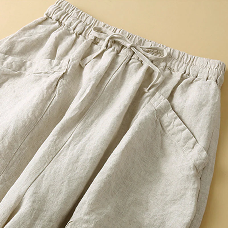 Pantaloni Capri Harem in cotone con tasche da donna Buddha Stones Commute - Image 15