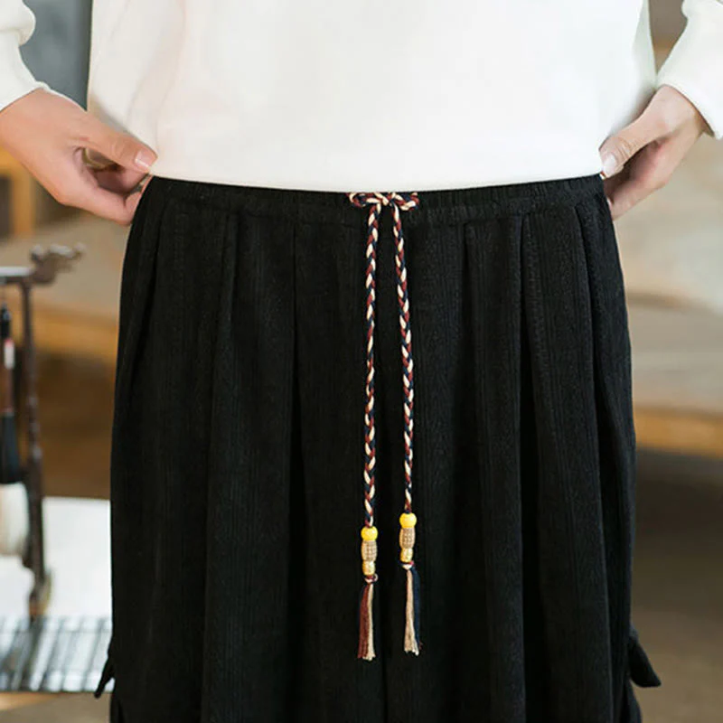 Pantaloni cargo in velluto a coste con coulisse e tasche da uomo Buddha Stones autunno inverno - Image 11
