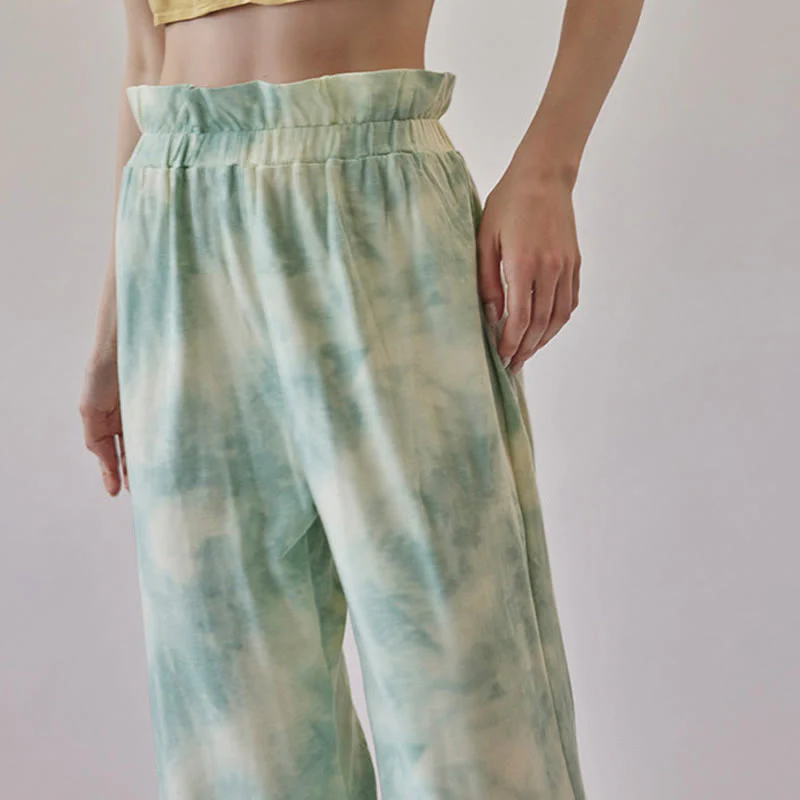 Pantaloni casual Buddha Stones con lacci per le gambe, stampa a inchiostro, pantaloni in spandex da donna - Image 15