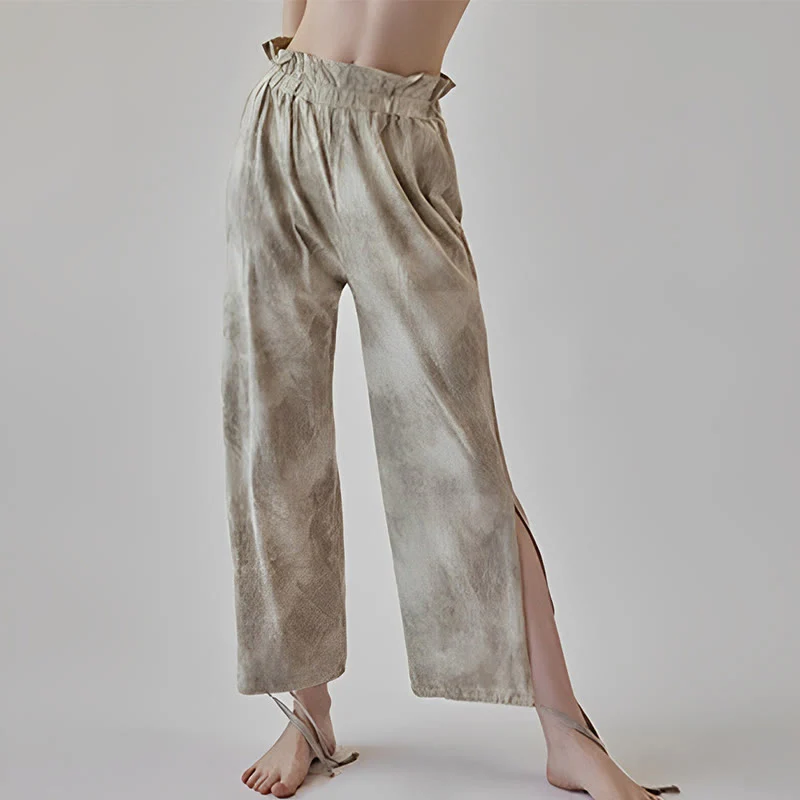 Pantaloni casual Buddha Stones con lacci per le gambe, stampa a inchiostro, pantaloni in spandex da donna - Image 7