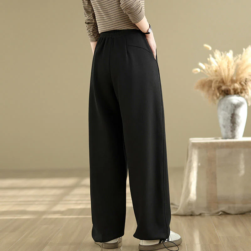 Pantaloni casual da donna in cotone a gamba dritta con tasche Buddha Stones - Image 10
