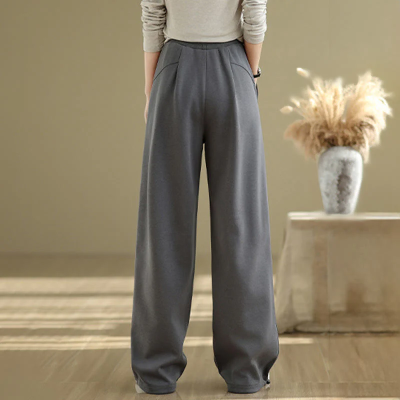 Pantaloni casual da donna in cotone a gamba dritta con tasche Buddha Stones - Image 3