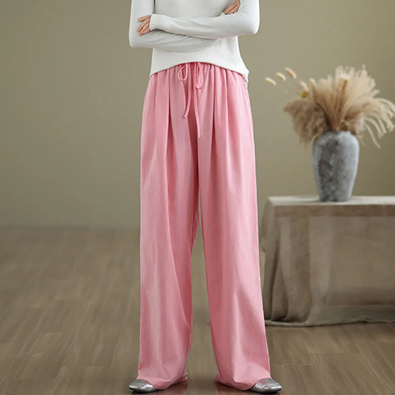 Pantaloni casual da donna in cotone con tasche Buddha Stones, a gamba dritta - Image 16