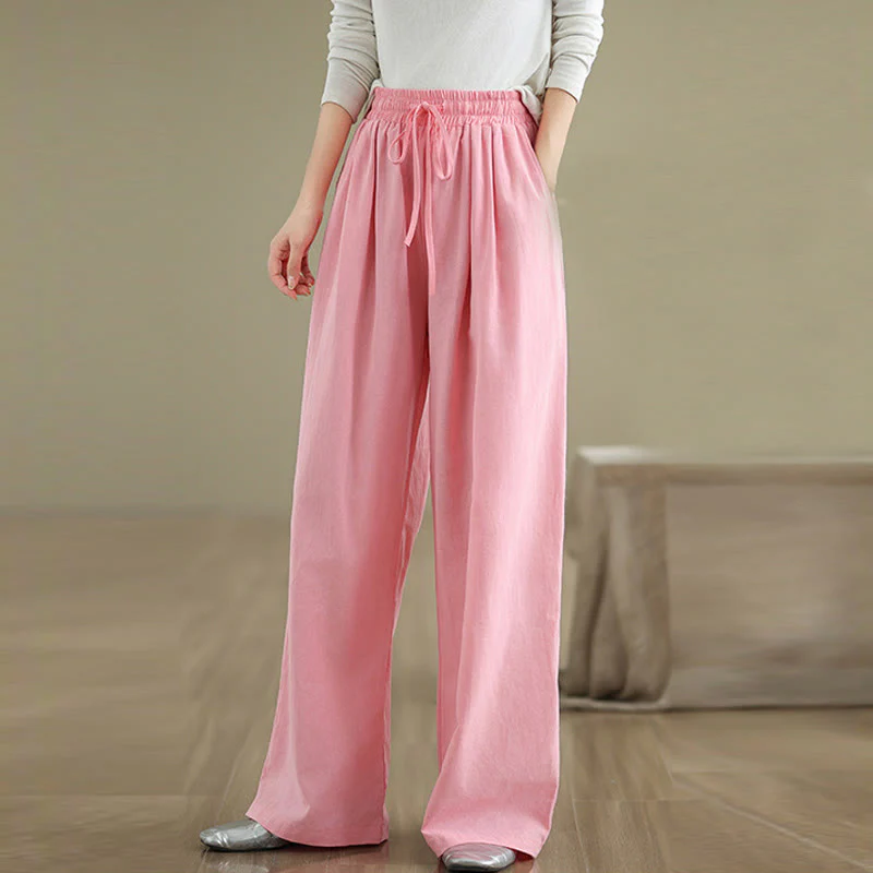 Pantaloni casual da donna in cotone con tasche Buddha Stones, a gamba dritta - Image 17