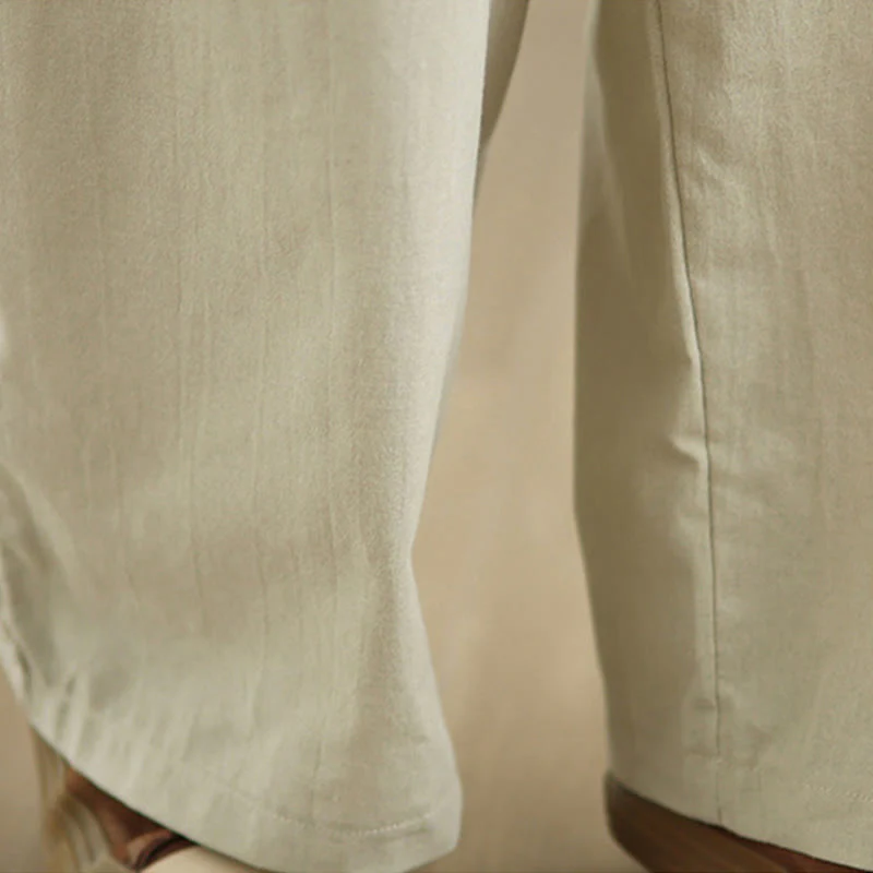 Pantaloni casual da donna in cotone con tasche Buddha Stones, a gamba dritta - Image 6