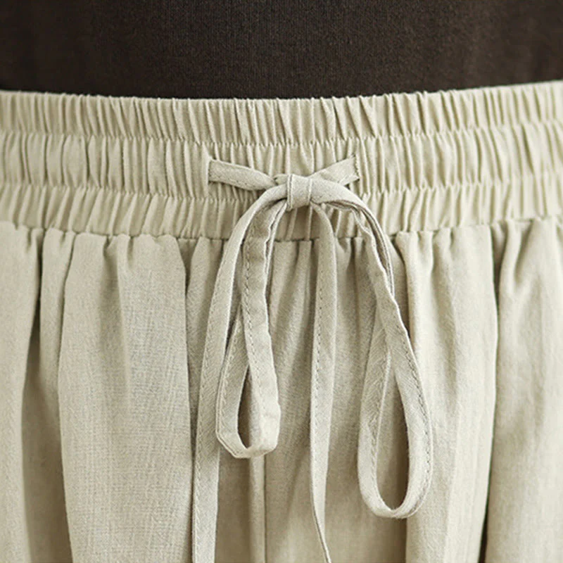 Pantaloni casual da donna in cotone con tasche Buddha Stones, a gamba dritta - Image 7