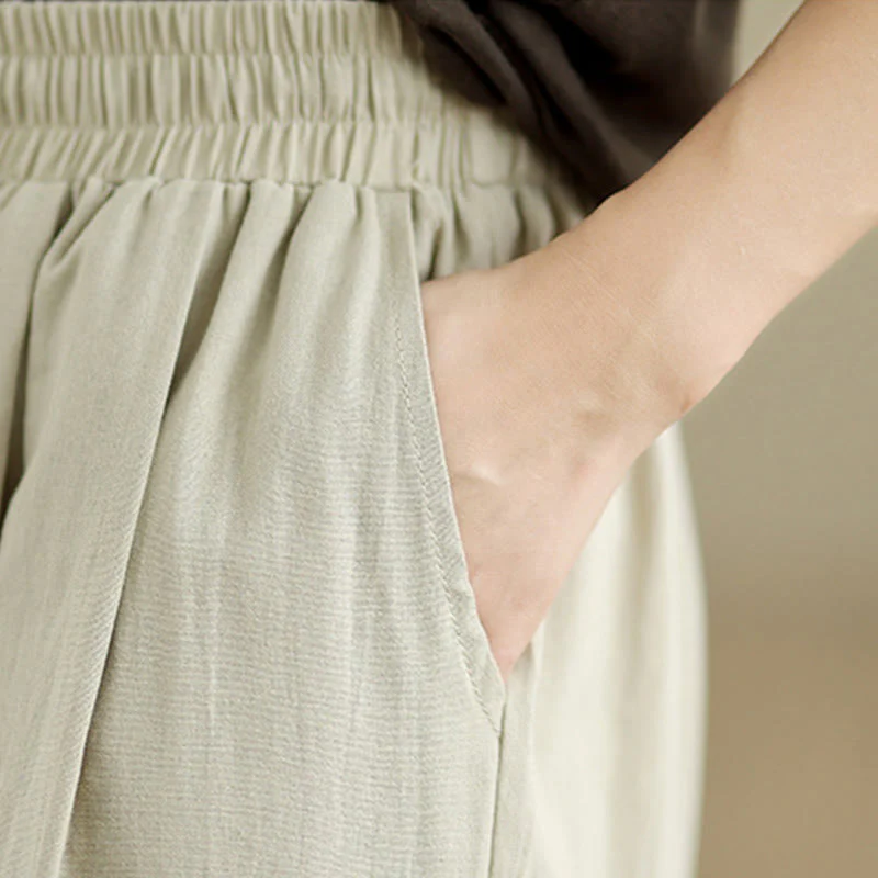 Pantaloni casual da donna in cotone con tasche Buddha Stones, a gamba dritta - Image 9